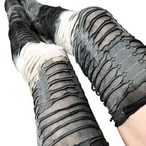Gray Mummy Leg Warmers Bandage Knee Socks Wrap Up White Thigh Highs Zombie Black